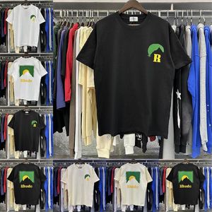 24SS Män bokstäver trycker tshirt hög kvalitet vintage mode överdimensionerad lös hiphop topp tee t-shirts