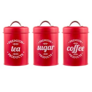 Tools E56C Red Wrought Iron Tea Tin Jar Candy Sugar Box Can Coffee Container for CASE Storage for Tank for Househould Kitchen