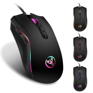 Camundongos A869 HXSJ Mouse de jogo de brilho colorido, eSports Wired Mouse, DPI, 4Peed Ajustável até 3200dpi