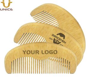 Hårborste kam MOQ 100 PCS Anpassad logotyp EcoFriendly Bamboo Hairs Beard Combs Anti Static Portable Pocket Natural For Men Women8366702