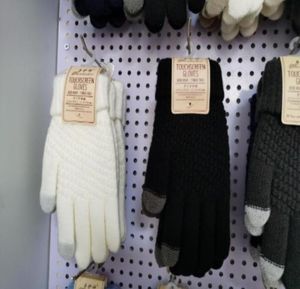 Luvas de malha de lã homem mulheres inverno manter quente engrossar luvas de malha de lã dedo completo touchscreen luvas de ciclismo ao ar livre 2pcs um par 29537029