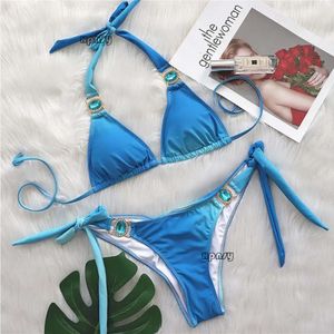 Kvinnors sommarrosa sexiga bikinis baddräkt med strass badkläder kvinnlig push up bikini strand badkläder baddräkt 2024 Kvinnor Bather 901