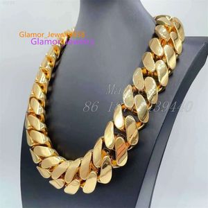 Width Brass Gold Custom Big Necklace 30mm Cuban Link Chain