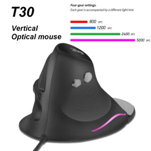 Mäuse ZELOTES Wired Gaming Mouse Vertikale Ergonomische Maus Gamer RGB Aufrechte Mäuse USB-Programm Optische Mäuse 3200 DPI Extended Pad T30