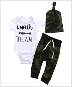 3st Setar Baby Summer Clothing Set Smörjare Kort ärm Romperscamouflage PantsHats Spädbarnskläder Nyfödda Suit Kids Outfits4740071