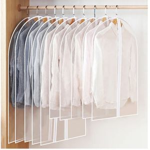 5個の衣服ぶら下げダストカバー衣服ドレス服スーツコート収納バッグ100％透明なワードローブ洗える衣料品バッグ240229