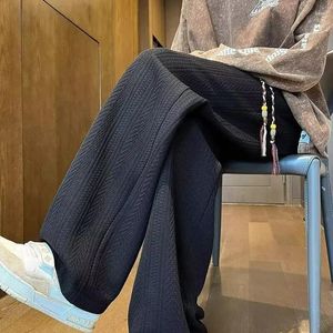 Herrenhosen Oldyanup Männer Gestrickte Sweatpant Vintage Weizenohrmuster Lose Gerade Frühling Herbst Mode Lässige Jugend Lange Hosen