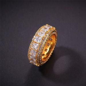 Nowy mody diamentowy pierścionek Men Hip Hop Biżuteria Bling CZ Kamień lodowany 18 -karatowy złoto Hiphop Gold Rings290c