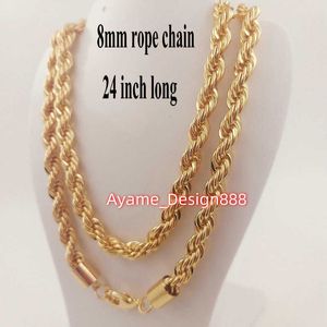 10mm 8mm 7mm 5mm thick Rope chain gold filled necklace chunky hip hop jewelry PVD gold 925 silver plating gift for men boy kid women