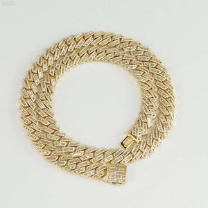 12mm jóias finas hip hop baguette diamante colar masculino prata esterlina totalmente vvs luxo moissanite baguette cubana link chain