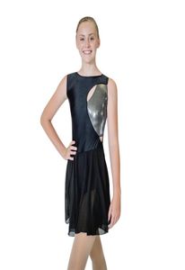 Dancer039s Choices Pattinaggio su ghiaccio nero Modern Jazz Dance Shiny NylonLycra Chiffon Balletto Body Vestito Ladies Girls7025456