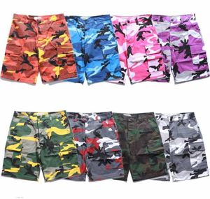 Men039s Pantaloncini Estate Moda Uomo Cargo Camouflage Camo Hip Hop Streetwear Rosa Viola Giallo Arancione Blu Bianco SnowMen039s6804333