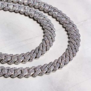 Factory Silver 925 Cuban Link Necklace Rapper Jewelry Men 12mm Iced Out VVS Moissanite Cuban Chain