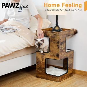 Árvore moderna para gatos, com placa para arranhar, móveis, cama, 3 níveis, espaçosa, almofada para arranhar, casa, removível, almofada macia, brinquedos