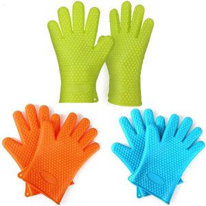 Hitzebeständige Silikon-Ofenhandschuhe, flexible, rutschfeste Mikrowellen-Ofenhandschuhe, wasserdicht und leicht zu reinigen, BBQ Goves Backhandschuh 240227