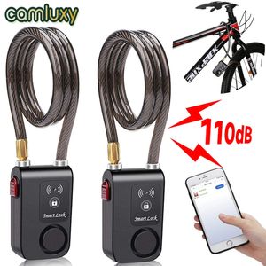 Camluxy Bluetooth Bloqueio de Alarme de Bicicleta 110dB Segurança Inteligente Sistema de Bloqueio de Alarme AntiRoubo Alarme de Vibração para Bicicleta Motocicleta 240219