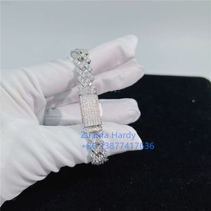 Проход Алмазной Тестер 8 мм замороженного хип -хопа VVS1 Moissanite Diamond Miami 925 Betling Silver Bracelet Bracelet