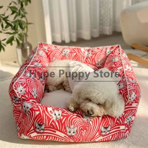 Mats Cat Bear Print Pet Sleeping Mat Dog Bed Soft Cotton Pet Lull Puppy Sleep Mat Matrass Cushion For Small Large Dogs PB0084