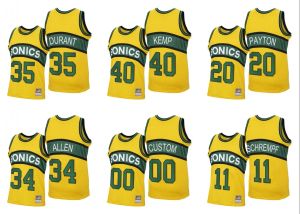 SeattleUomo Ray Allen Kevin Durant Shawn Kemp Detlef Schrempf Gary Payton Maglia personalizzata classica ricarica