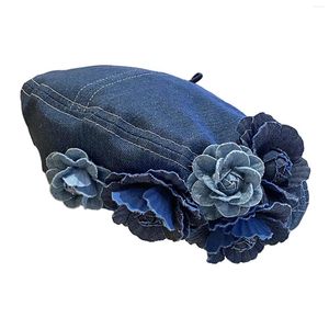 Berets Women Beret Hat Casual Classic Gift Stylish Adjustable British Painter Denim Cap For Travel Outdoor Vacation Summer Hiking