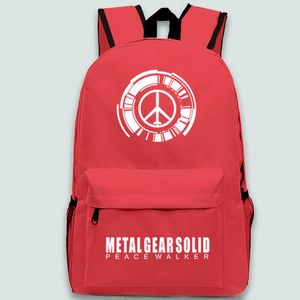 Mochila sólida com engrenagem de metal, mochila escolar Peace Walker com cobra líquida, bolsa escolar esportiva para atividades ao ar livre