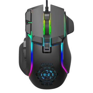 Myszy S700 Gaming Mysz przewodowa, 12800 DPI Precision PC komputerowe myszy z 10 programowalnymi przyciskami, 13 trybów zwrotnych RGB