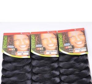 Anekalon ombre flätande hår Syntetiska virkade flätor 82 tum 168 gram ombre två ton jumbo fläthårförlängningar mer färg3323735