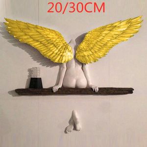 Adesivos de Parede Anjo Arte Escultura Decoração Estátua 3D para Sala de estar Quarto Decoração de Casa Jardim Arte Asas