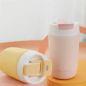 Water Bottles Mini Cup Stainless Steel Themo Bottle With Retractable Straw Coffee Cold Drink Travel Insulated Thermos Mug