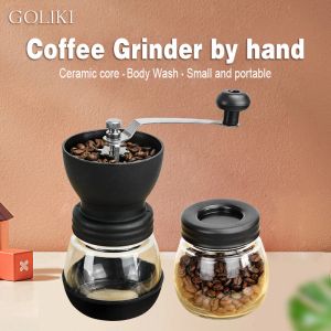 Tools Portable Manual Coffee Machine Coffee Bean Grinder Set Adjustable Ceramic Burr Hand Crank Household Crusher Milling Kitchen Tool