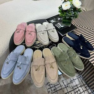 Designers Slippers Top Quality Cashmere Mans Sandals Casual Women Slipper Classic Buckle Round Toes Flat Heel Leisure Comfort Four Seasons Factory Womens Shoes