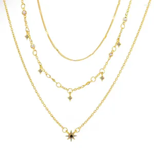 Pendant Necklaces Multi-Layer Star Necklace Shape Zinc Alloy Cute Zircon Clavicle Chain Fashion Women Jewelry Gifts