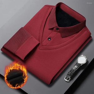 Suéteres masculinos Pullover de pullover listrado suéter de lapela com design de malha quente e luxuoso para o estilo de negócios formal Slim Fit Slave Long Slave Fall