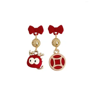 Hoop Earrings Cartoon Dragon Year Of The Zodiac Shape Women's Accessories