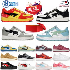 2024 sk8 designer sta sapatos casuais baixos homens e mulheres vermelho cinza camuflagem skate esporte bapely tênis ao ar livre sapatos de couro impermeável tamanho 36-45 com caixa