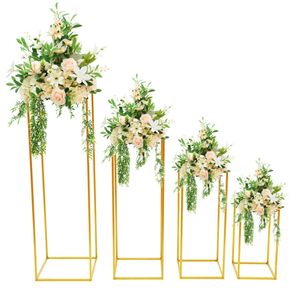 Guldmetall bordsskiva blomma rack väg bly stativ geometrisk kolonn vas stativ bröllopsfest dekor