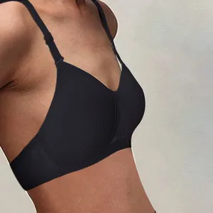 Sutiãs sem costura sutiã para mulheres sexy sem fio push up roupa interior simples algodão respirável colheita topos meninas estudantes fino reunidos