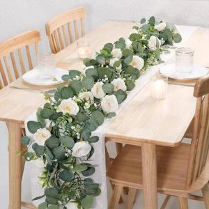 Fiori decorativi 2 pezzi 180 cm ghirlanda di rose di vite fiori cesti appesi piante ghirlanda di foglie artificiali bianche per la decorazione di nozze