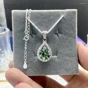 Pendants Super Sparkling Water Drop Pear Shape D Color Moissanite Pendant 1CT Sterling Silver Green Necklace For Women Jewelry