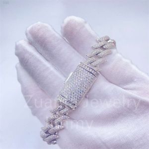 16mm bredd VVS Moissanite Diamond Hiphop Men Bling Armband Diamond Men