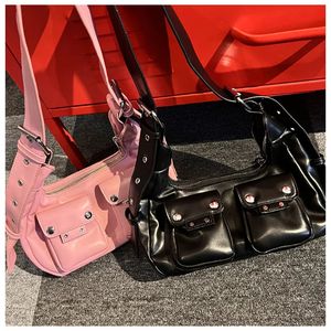 Jiaerdi Y2K Vintage Handbags Women Spring High Street Pu Leather Leather Underarm Bags Gocky Design Design Coftle Bag 240223