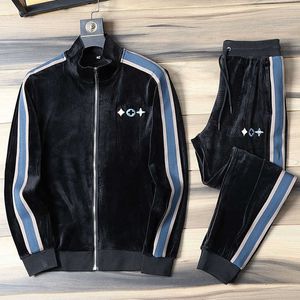 Moletom com capuz masculino veludo lazer esportes terno masculino outono e inverno moda equipe terno conjunto de duas peças grande moda europeia