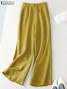 Capris Zanzea Donne Donne Wide Leg Cantaloni Autunno Autunno High Long Pants Long Long Pantalon Pantalon Female Work Palazzo Oversize