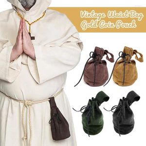 Waist Bags Medieval Suede Pouch Coin Leather Bag Belt Drawstring Wallet Cosplay Parts Europe Retro Viking Gold Fanny Pack