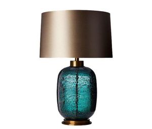 Lampy stołowe Nowoczesne lampy LED sypialnia salon Nordic Decoration Model Bedside Blue Glass Metal9096046