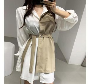 EWQ Korean Style Spring Dress Women New 2020 Autumn Cotton Fake Twopiece Ladies Shird Dresses Lengeeve Women Closith6379581