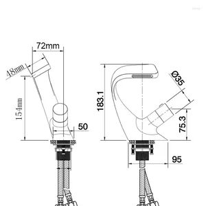 Rubinetti per lavandino del bagno Vidric Design creativo Rubinetto per lavabo nero Miscelatore per lavaggio Montaggio su piano Materiale freddo e ottone