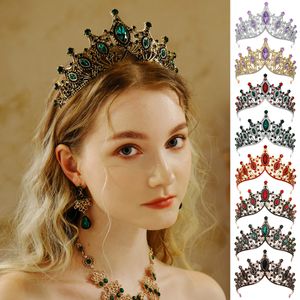 Acessórios de cabelo de casamento barroco real vintage, princesa, rainha, coroa de cristal e tiara para presente de festa