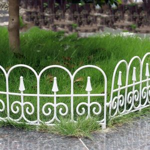 Cerca decorativa para jardim, portão com flor em vaso, ao ar livre, à prova de ferrugem, borda de paisagem, cama dobrável, cerca, barreira portátil para animais