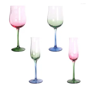 Copos de vinho requintados cores contrastantes 150-400ml taça artificial soprando vermelho champanhe copo família festival drinkware vidro